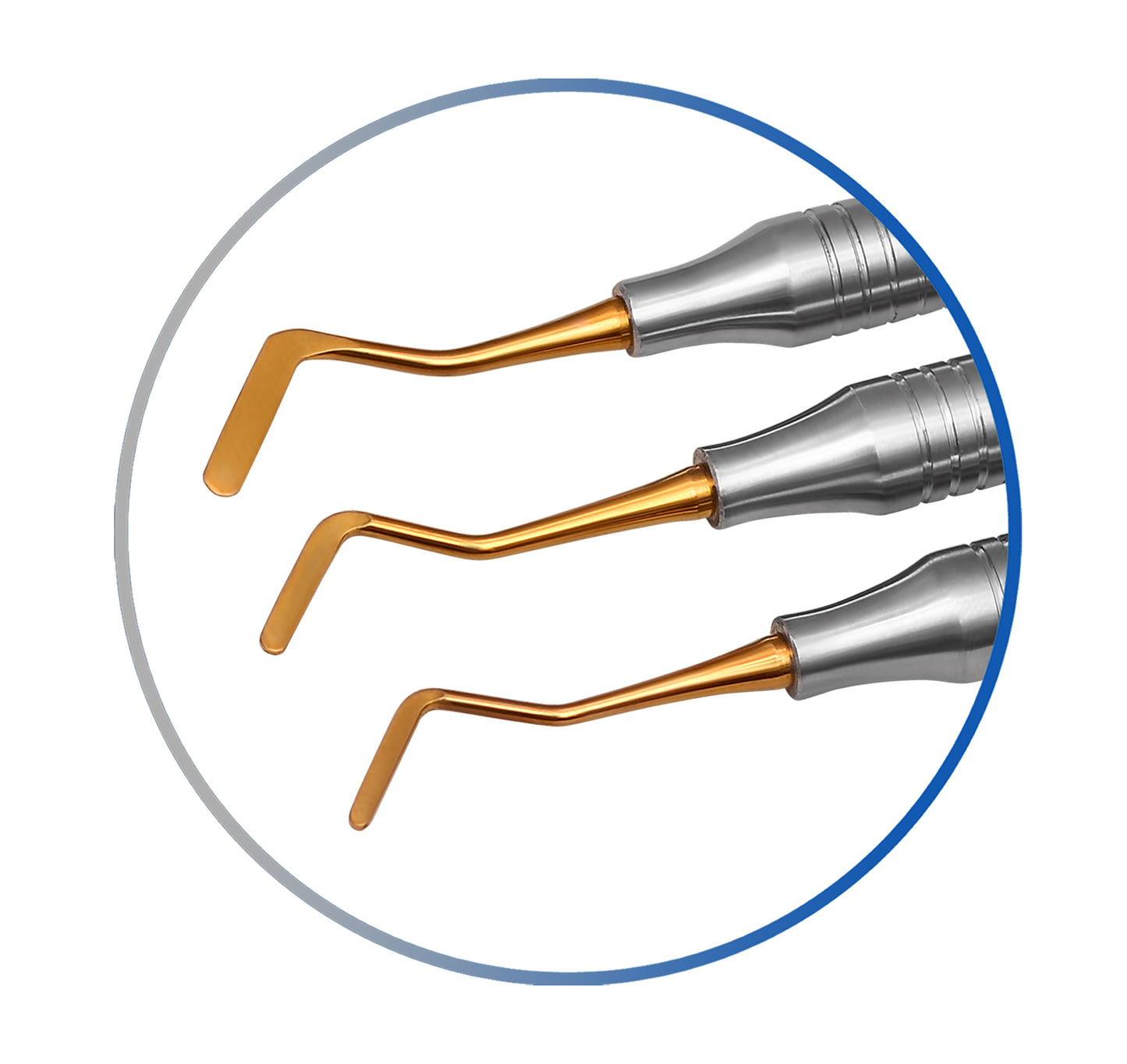 3 Pcs Dental Composite Filling Instrument Gold Titanium Coated 8 MM Handle
