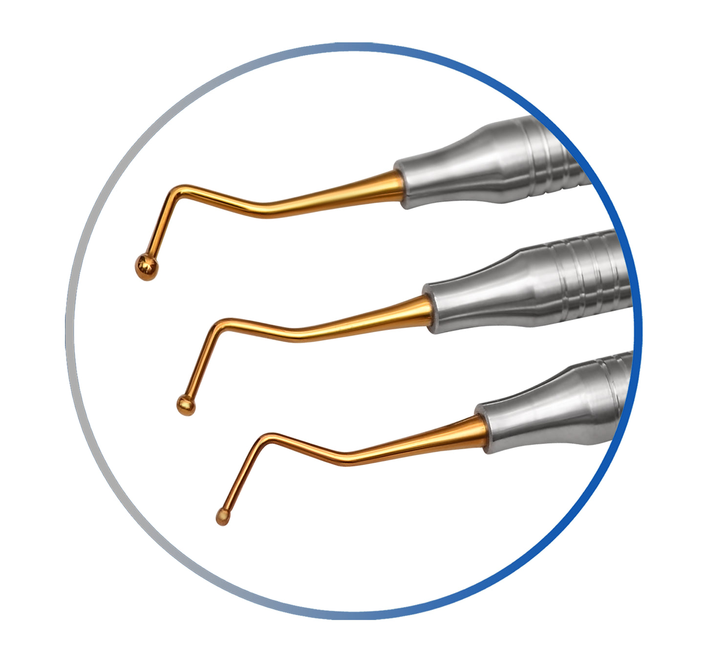 3 Pcs Dental Composite Filling Instrument Gold Titanium Coated 8 MM Handle