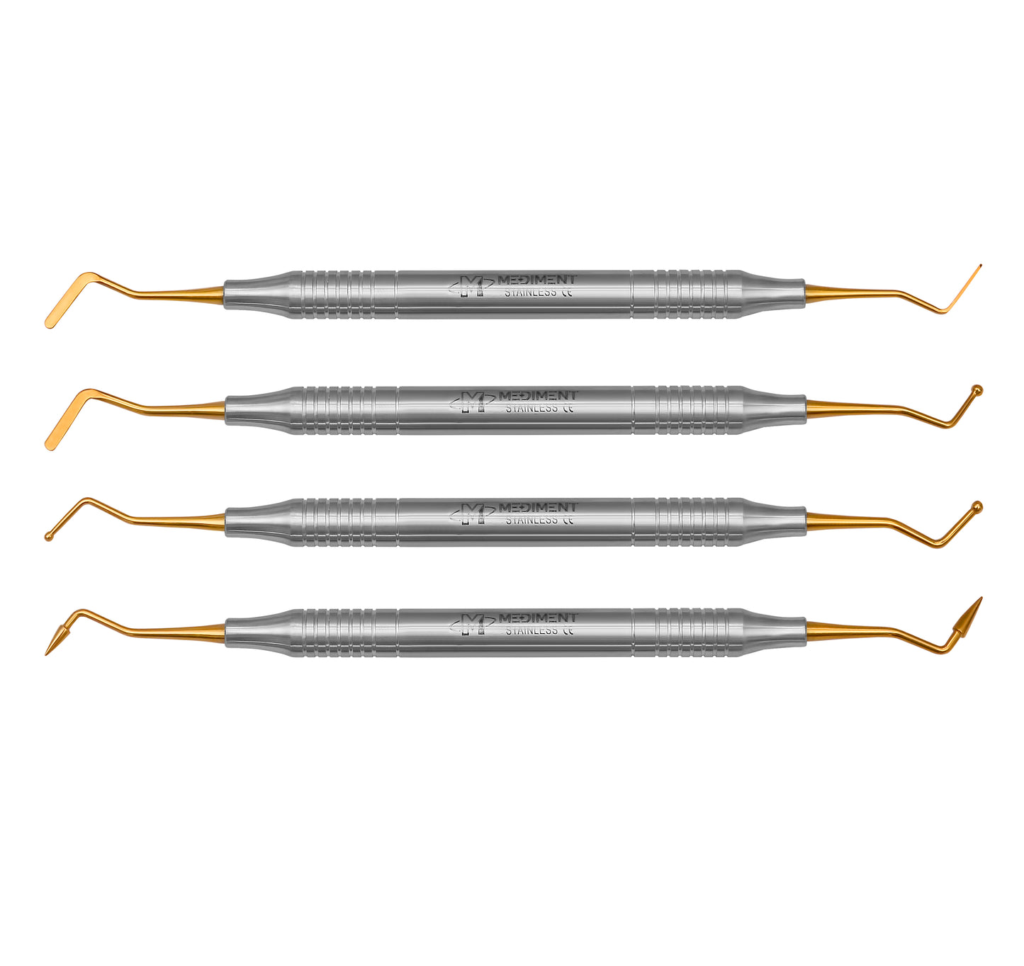 4 Pcs Dental Composite Filling Instrument Gold Titanium Coated 8 MM Handle