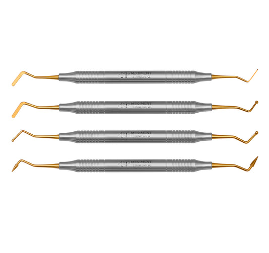 4 Pcs Dental Composite Filling Instrument Gold Titanium Coated 8 MM Handle