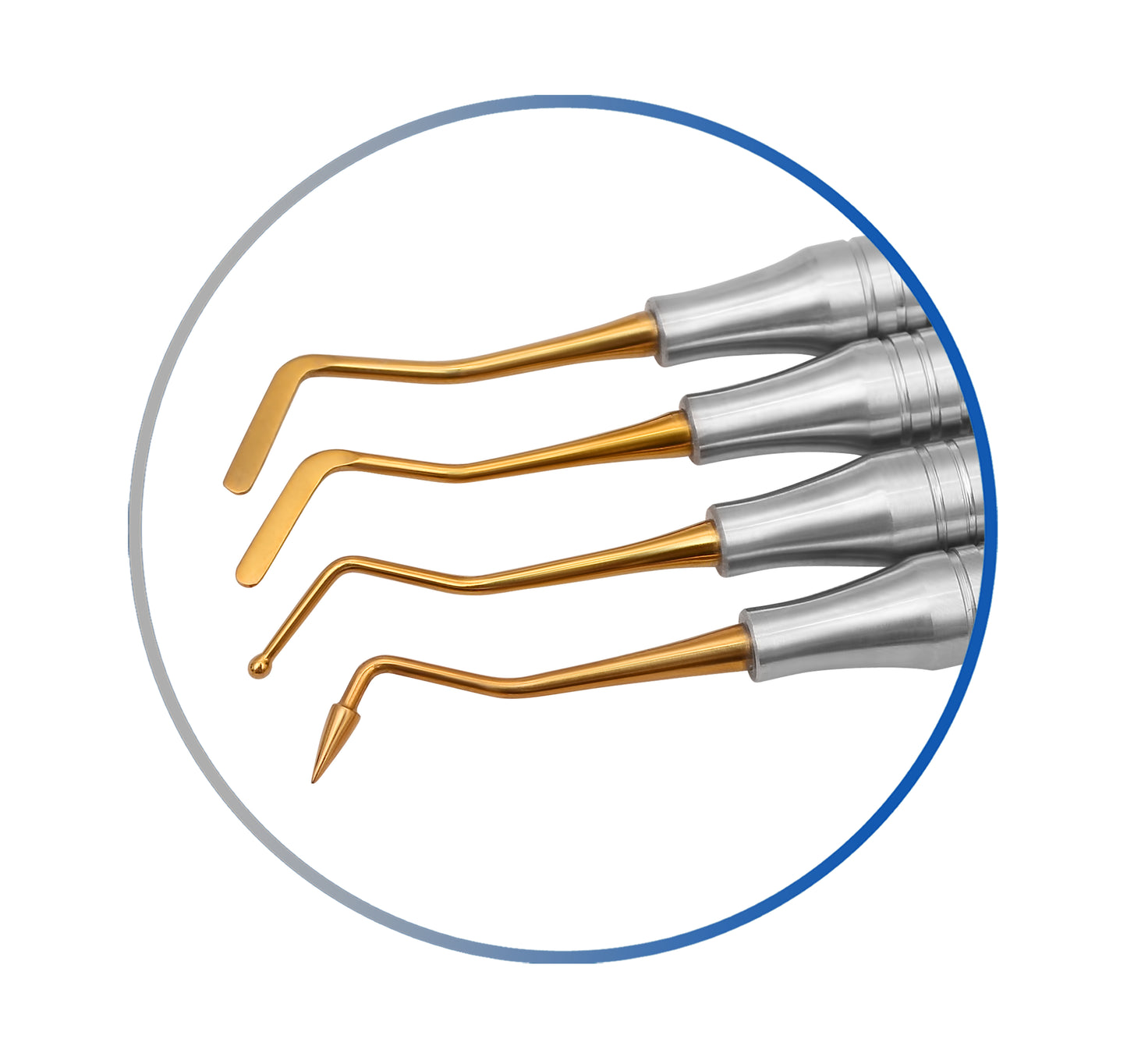 4 Pcs Dental Composite Filling Instrument Gold Titanium Coated 8 MM Handle