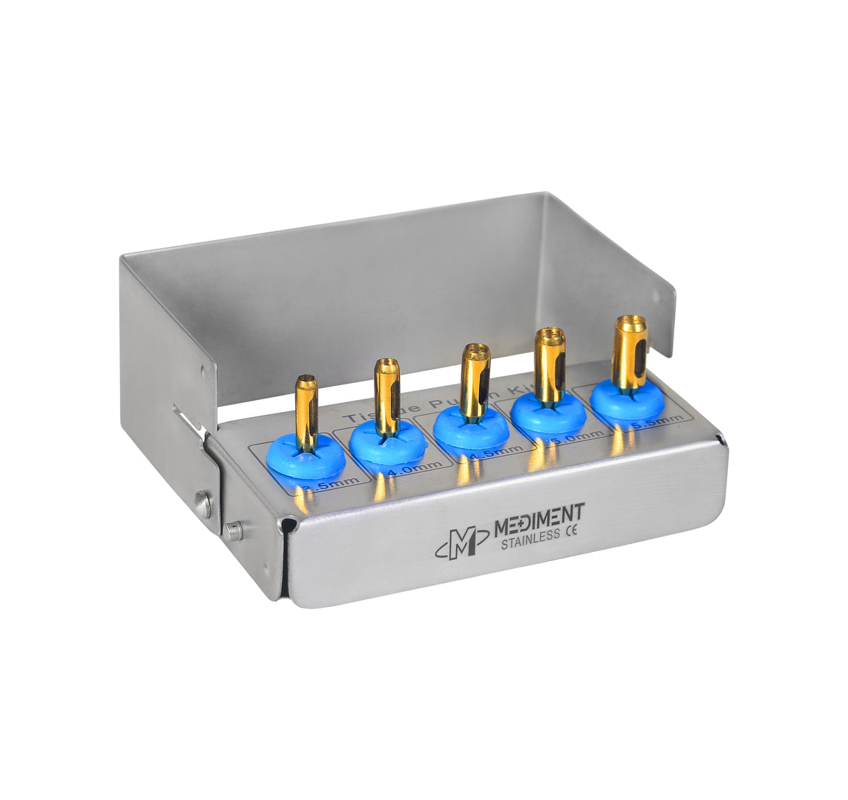 Gold Tissue Punch Set of 5 With Sterilization Kit