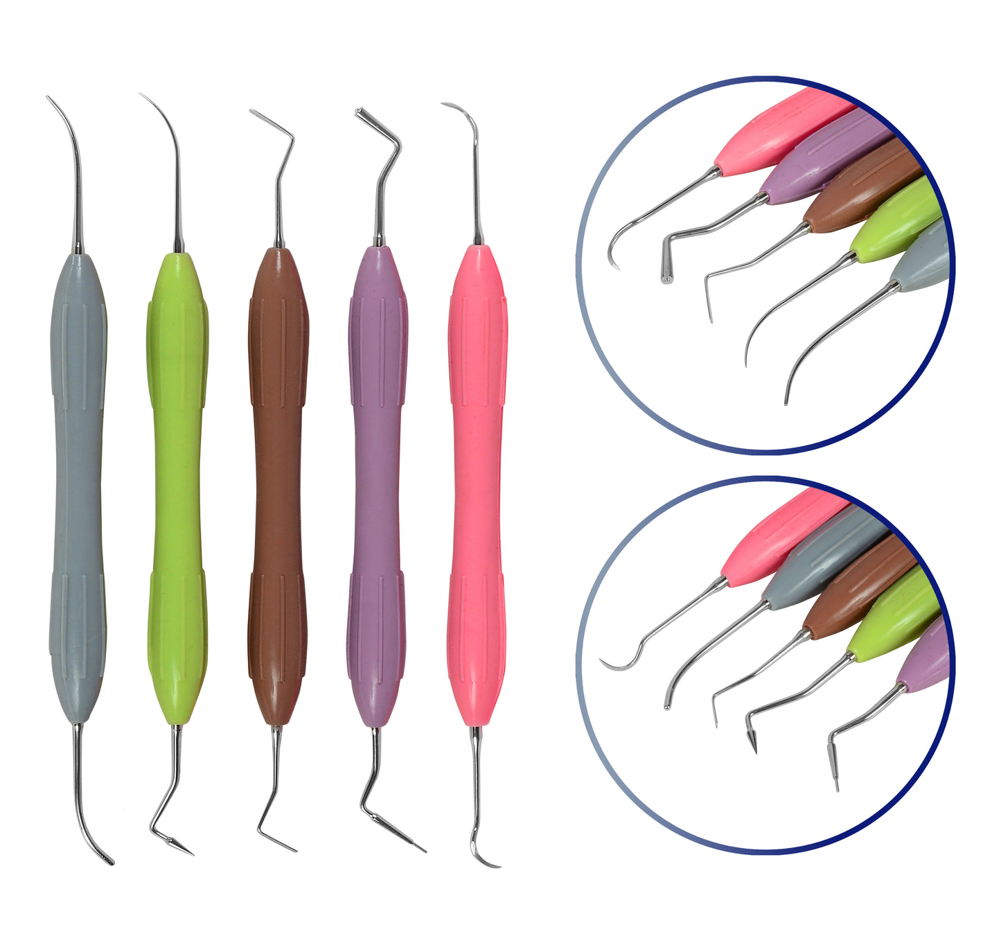 Dental Composite Filling Instruments Silicon Handle Colorful Set of 5 pcs CE UK