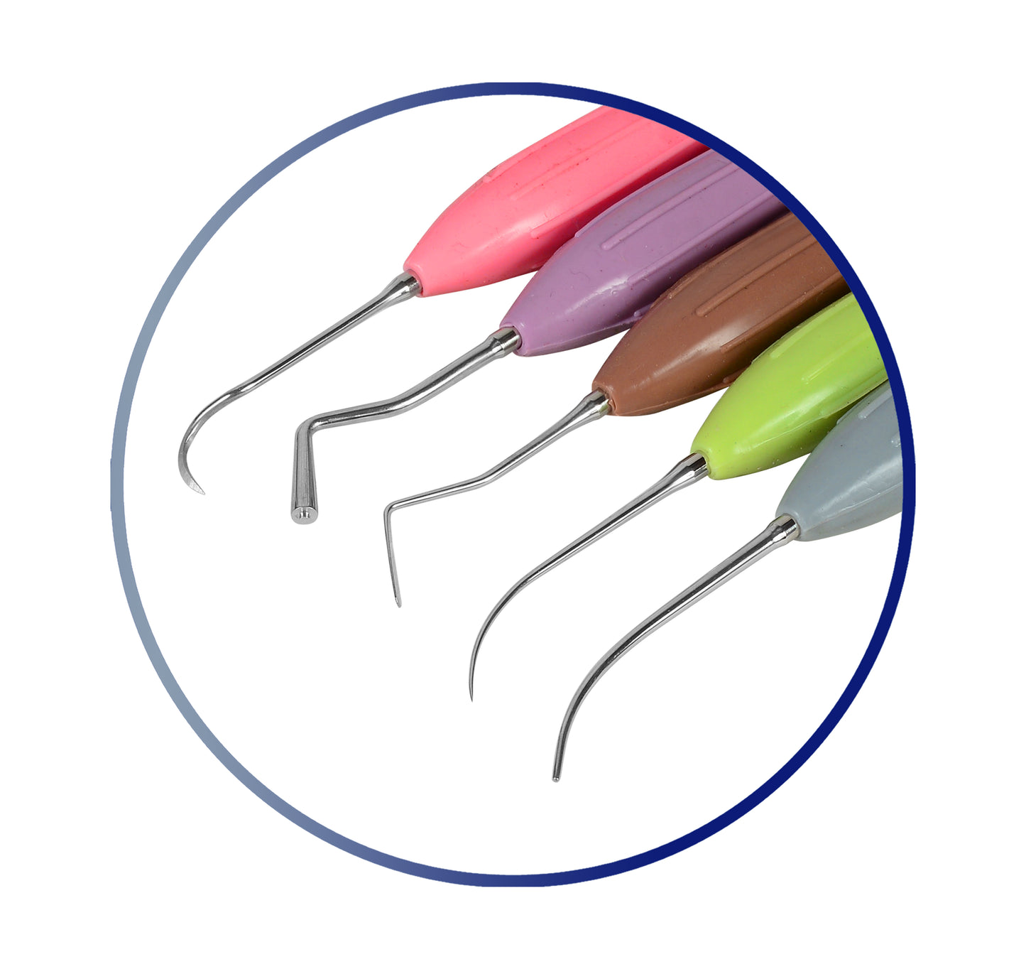 Dental Composite Filling Instruments Silicon Handle Colorful Set of 5 pcs CE UK