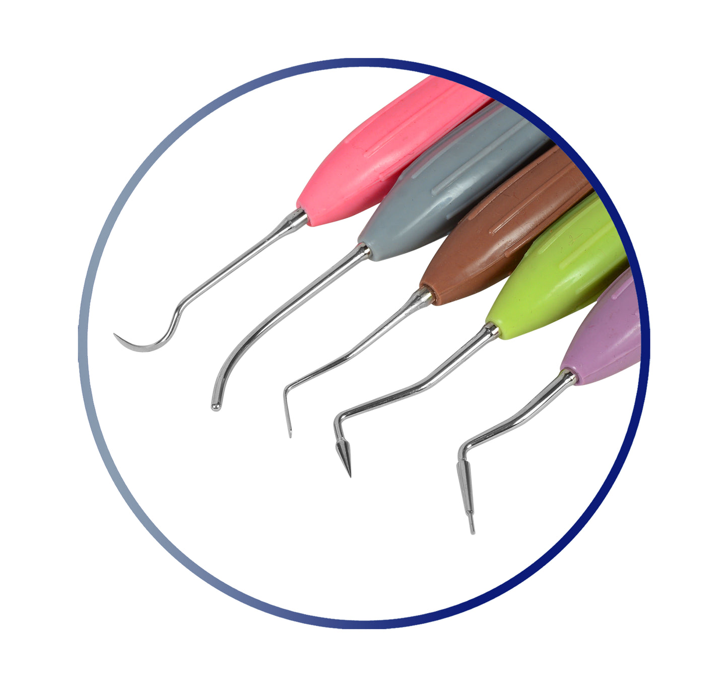 Dental Composite Filling Instruments Silicon Handle Colorful Set of 5 pcs CE UK