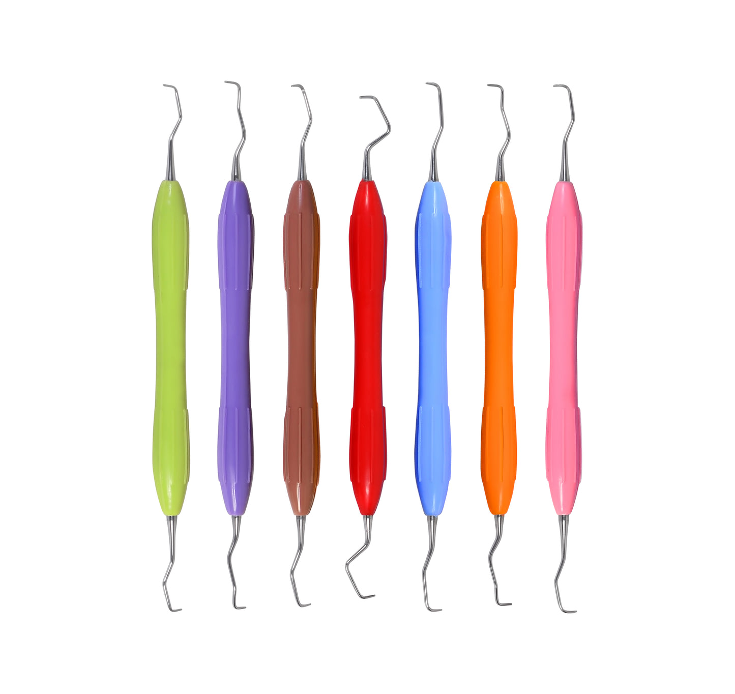 Dental Gracey Curettes Periodontal Root Scalers 7pc Silicone Coated Grip Handle