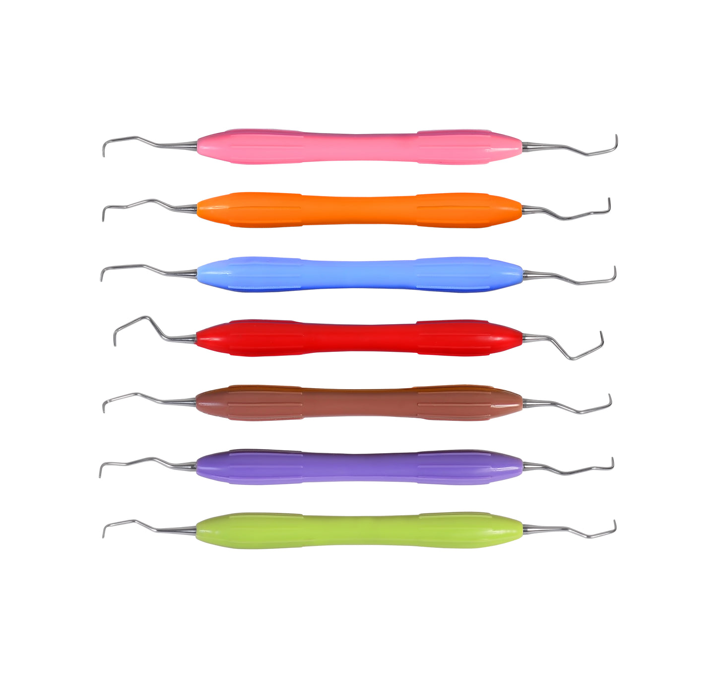 Dental Gracey Curettes Periodontal Root Scalers 7pc Silicone Coated Grip Handle