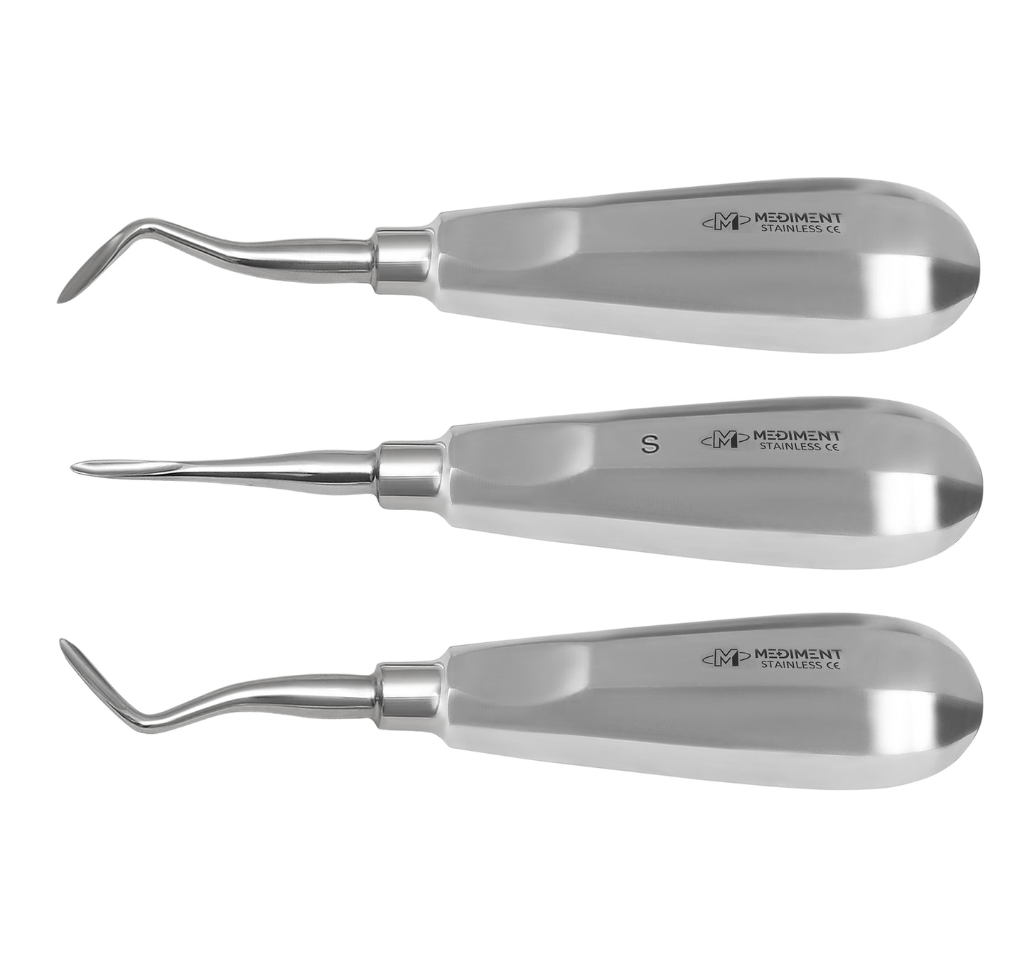 Set Of 3 German Dental Root Tip Picks Elevators RIGHT - LEFT - STRAIGHT