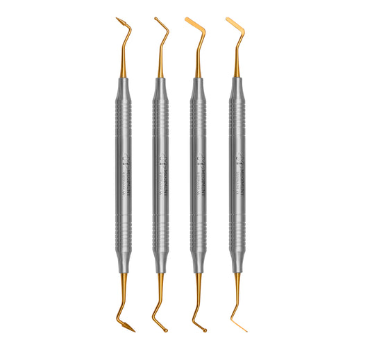 4 Pcs Dental Composite Filling Instrument Gold Titanium Coated 8 MM Handle
