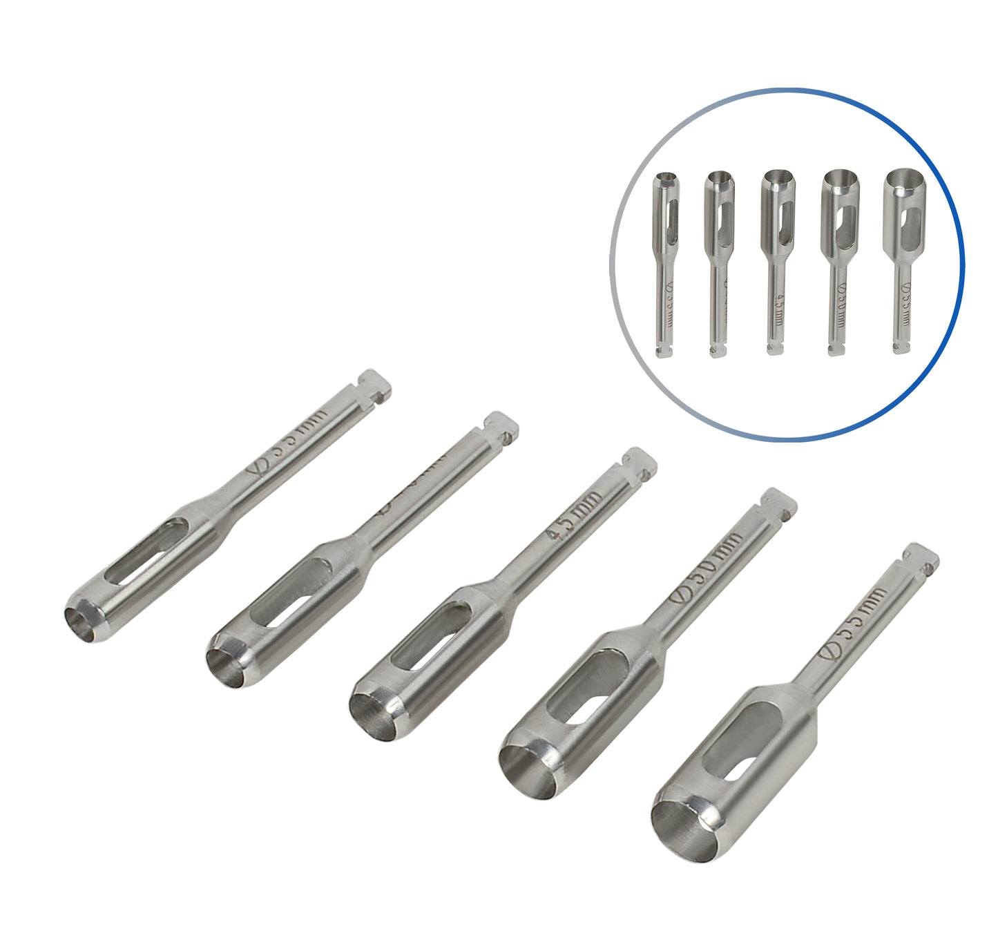Dental Implant Tissue Punch Kit 5pcs set Surgical Surgery Stainless CE